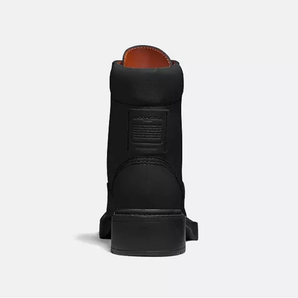 Coach Lorimer Black Leather Bootie Classic Military Combat Boot Size 8 New - Picture 4 of 13